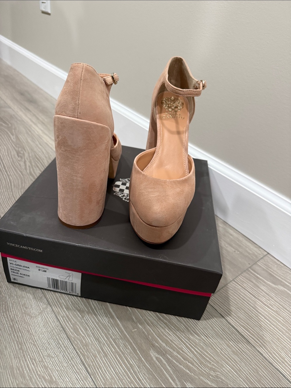 Vince Camuto Blush Suede Platform Ankle-Strap Heels